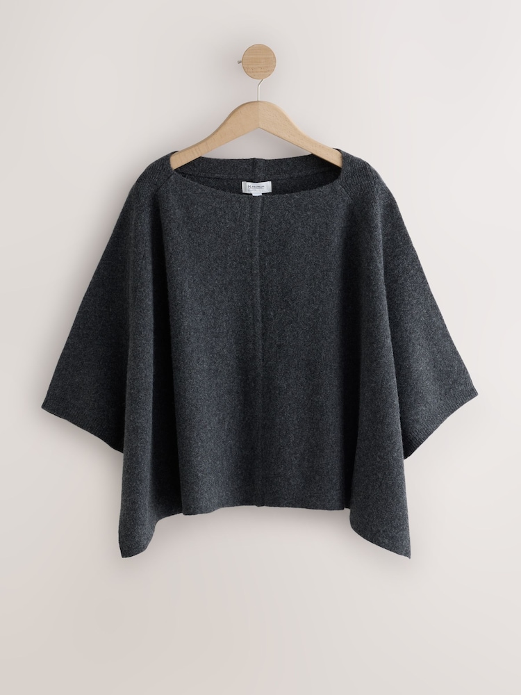 Charcoal Grey N.Premium Cashmere Cape Top - Image 1 of 3