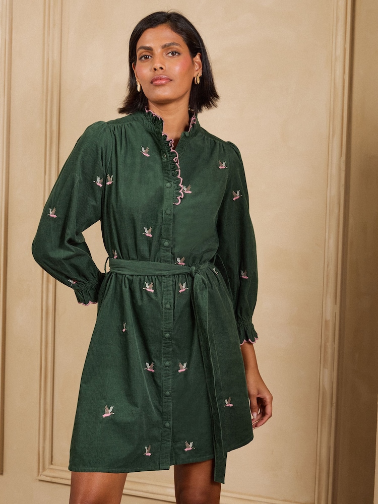 Forest Green Duck - Love & Roses Mini haljina sa ovratnikom od vrpce - Slika 1 od 5 Forest Green Duck - Love & Roses Mini haljina sa ovratnikom od vrpce - Slika 1 od 5