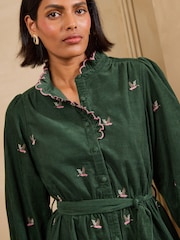 Forest Green Duck - Love & Roses Mini haljina sa ovratnikom od vrpce - Slika 2 od 5