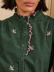 Forest Green Duck - Love & Roses Mini haljina sa ovratnikom od vrpce - Slika 4 od 5