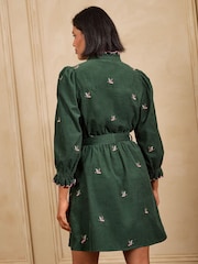 Forest Green Duck - Love & Roses Mini haljina sa ovratnikom od vrpce - Slika 5 od 5
