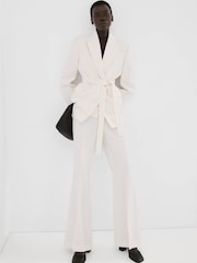 Mango Yellow Suit Style Flared High Waist Trousers - Image 2 of 4