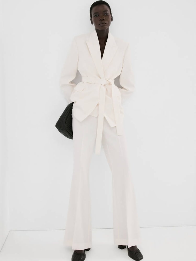 Mango Yellow Suit Style Flared High Waist Trousers - Image 2 of 4