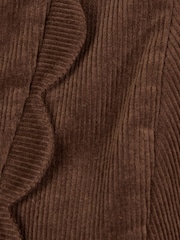 Love & Roses Chocolate Brown Cord Scallop Detail Midi Dress - Image 6 of 6