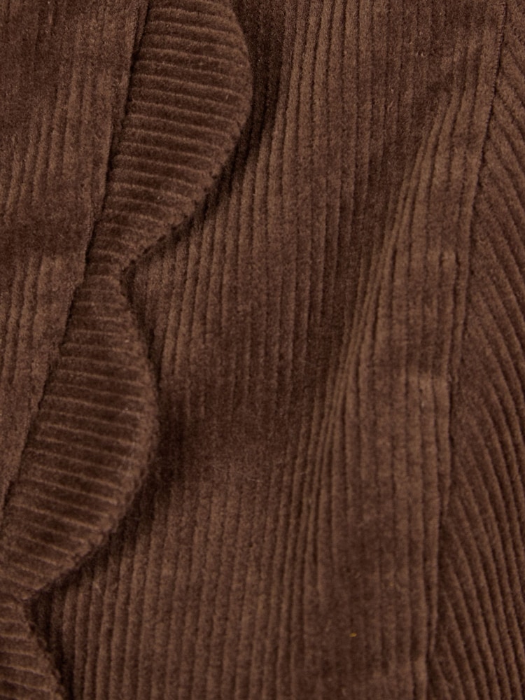 Love & Roses Chocolate Brown Cord Scallop Detail Midi Dress - Image 6 of 6
