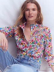 Boden Pink Esme Smocked Detail Frill Top - Image 1 of 5