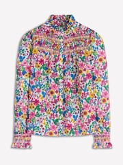 Boden Pink Esme Smocked Detail Frill Top - Image 5 of 5