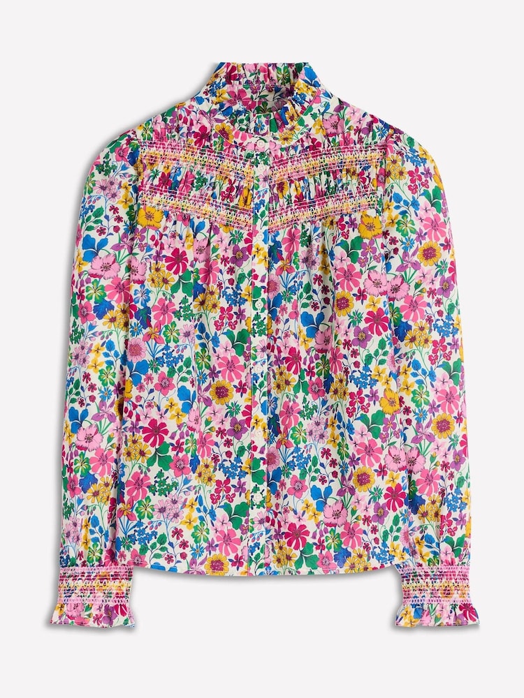 Boden Pink Esme Smocked Detail Frill Top - Image 5 of 5