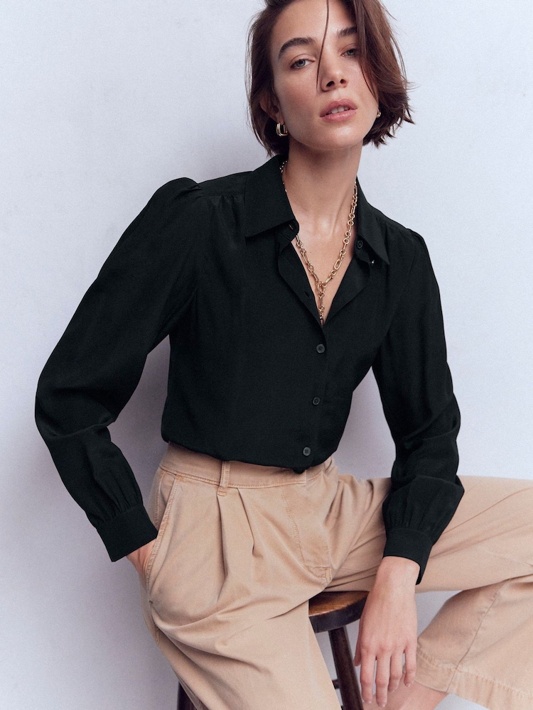 Boden Black Sara Silk Shirt - Image 1 of 5