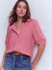 Boden Pink Leah Short Sleeve Linen Top - Image 1 of 5