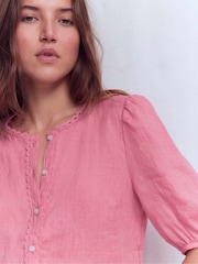 Boden Pink Leah Short Sleeve Linen Top - Image 2 of 5