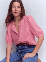 Boden Pink Leah Short Sleeve Linen Top - Image 4 of 5