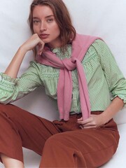 Boden Green Esme Smocked Detail Frill Top - Image 1 of 5