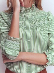 Boden Green Esme Smocked Detail Frill Top - Image 2 of 5