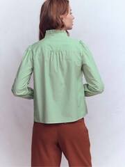 Boden Green Esme Smocked Detail Frill Top - Image 3 of 5