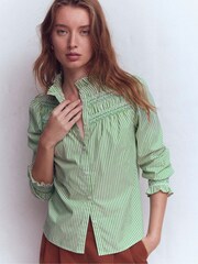 Boden Green Esme Smocked Detail Frill Top - Image 4 of 5