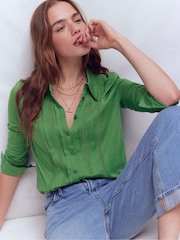 Boden Green Trim Detail Jersey Shirt - Image 1 of 5