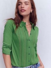Boden Green Trim Detail Jersey Shirt - Image 4 of 5