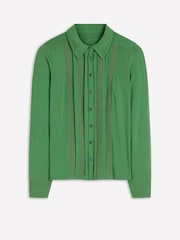 Boden Green Trim Detail Jersey Shirt - Image 5 of 5