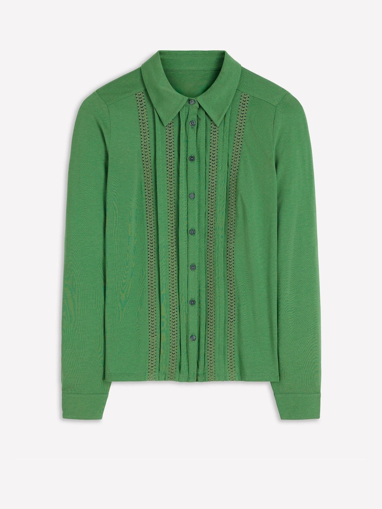 Boden Green Trim Detail Jersey Shirt - Image 5 of 5