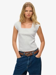 Superdry Grey Athletic Essential Square Neck T-Shirt - Image 1 of 4