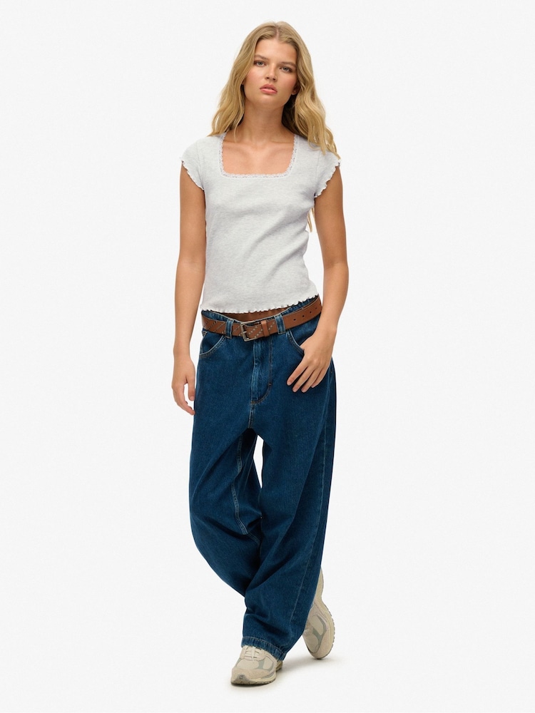 Superdry Grey Athletic Essential Square Neck T-Shirt - Image 2 of 4