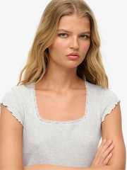 Superdry Grey Athletic Essential Square Neck T-Shirt - Image 3 of 4