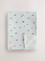 Checkerboard Cars Muslin Baby Fleece Blanket - Image 1 of 5