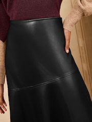 Love & Roses X Binky Black Faux Leather Asymmetric Full Hem Midi Skirt - Image 5 of 5