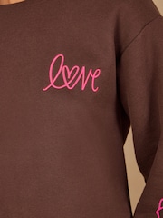 Love & Roses Chocolate Brown Cheetah Sleeve Jersey Sweatshirt - Image 5 of 5