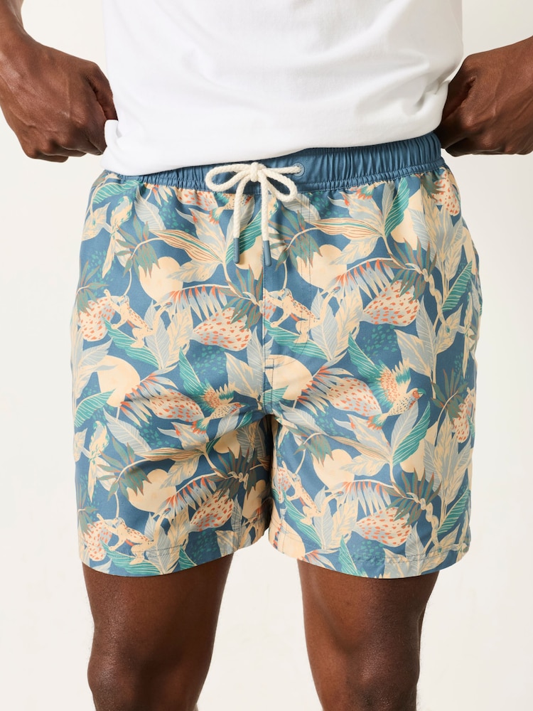 FatFace Blue Floral Printed Swim Shorts - Image 1 of 5