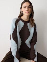 Jigsaw Brown Argyle Diamond Jumper - Image 2 of 6