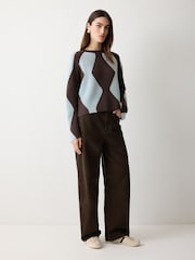 Jigsaw Brown Argyle Diamond Jumper - Image 3 of 6