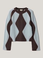 Jigsaw Brown Argyle Diamond Jumper - Image 5 of 6