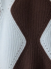 Jigsaw Brown Argyle Diamond Jumper - Image 6 of 6