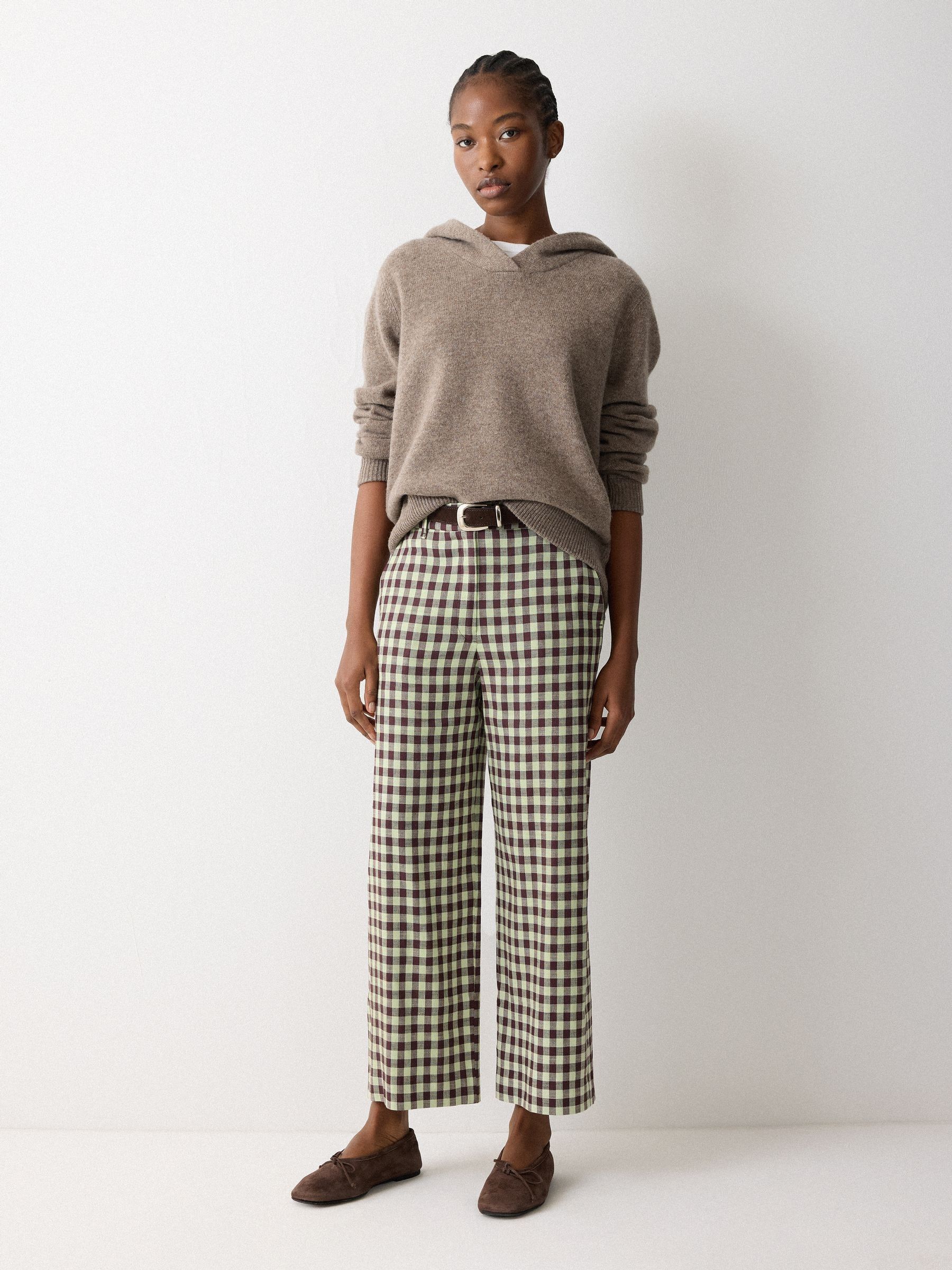 Buy Jigsaw Green Dale Linen Check Trousers from the Next UK online