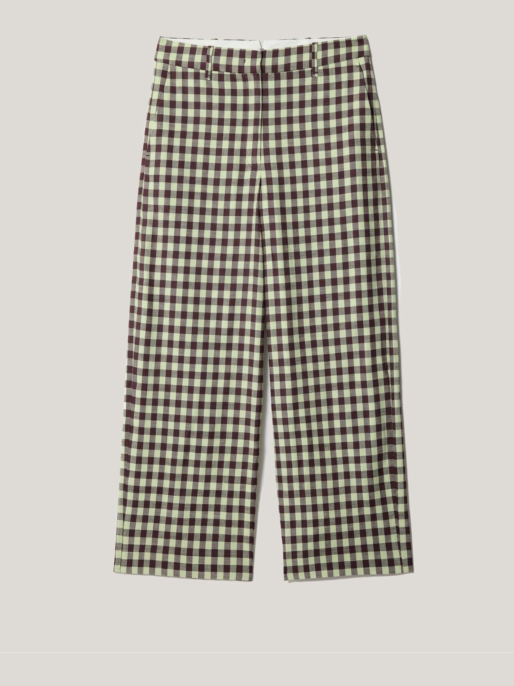 Buy Jigsaw Green Dale Linen Check Trousers from Next Australia