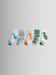 JoJo Maman Bébé Multi 5-Pack Dino Socks - Image 1 of 7