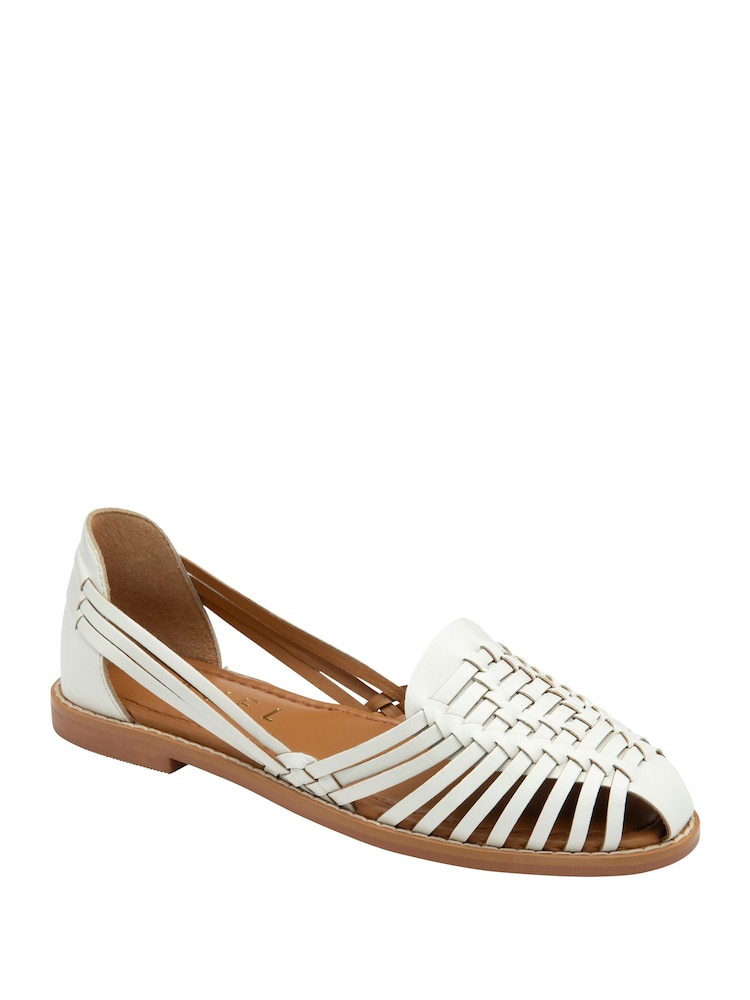 Ravel White Interlace Closed Toe Sandalised Leather Shoes - Image 1 of 4