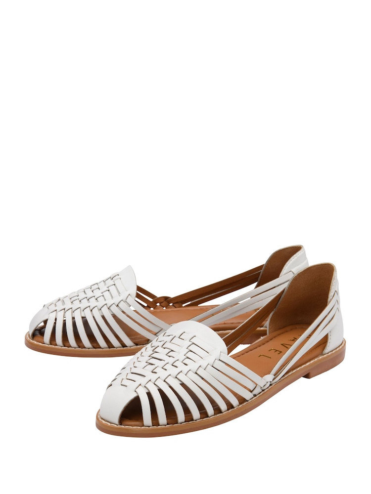 Ravel White Interlace Closed Toe Sandalised Leather Shoes - Image 2 of 4