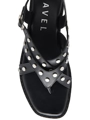 Negro - Sandalias de cuero con tira trasera, tira entre los dedos y adornos de Ravel - Imagen 4 de 4