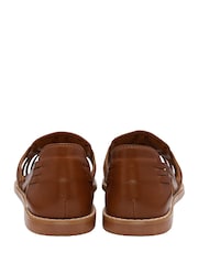 Ravel Brown Interlace Closed Toe Sandalised Leather Shoes - Image 3 of 4