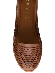 Ravel Brown Interlace Closed Toe Sandalised Leather Shoes - Image 4 of 4