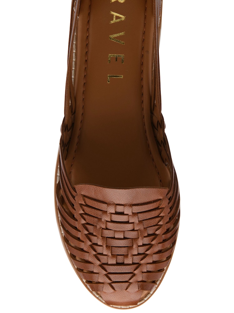 Ravel Brown Interlace Closed Toe Sandalised Leather Shoes - Image 4 of 4