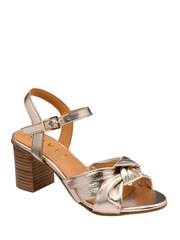 Ravel Knotted Front T Bar Block Heel Leather Sandals - Bild 1 von 4