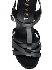 Negru - Ravel Strappy Closed Toe Block Heel Leather Sandals - Imaginea 4 din 4