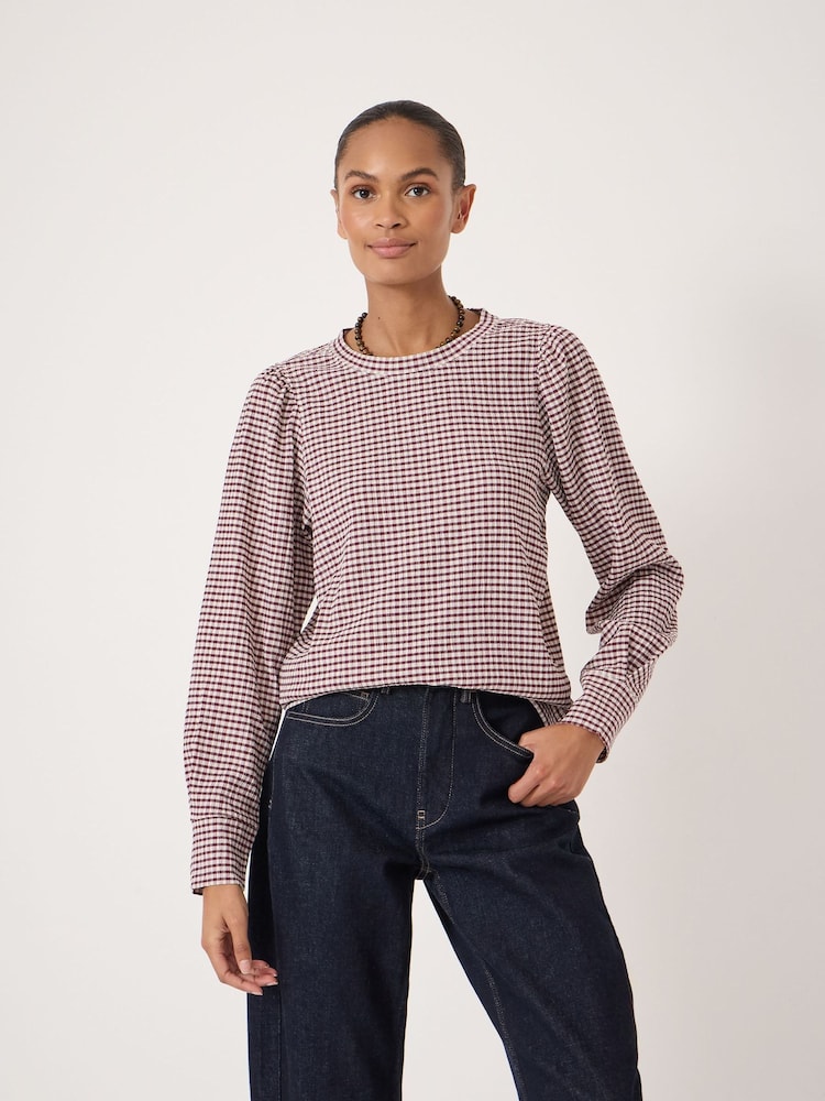 Hush Red Emily Gingham Puff Sleeve Blouse - Image 1 of 6