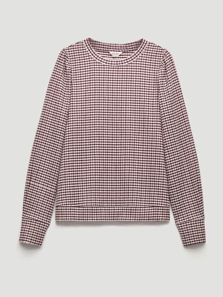 Hush Red Emily Gingham Puff Sleeve Blouse - Image 6 of 6