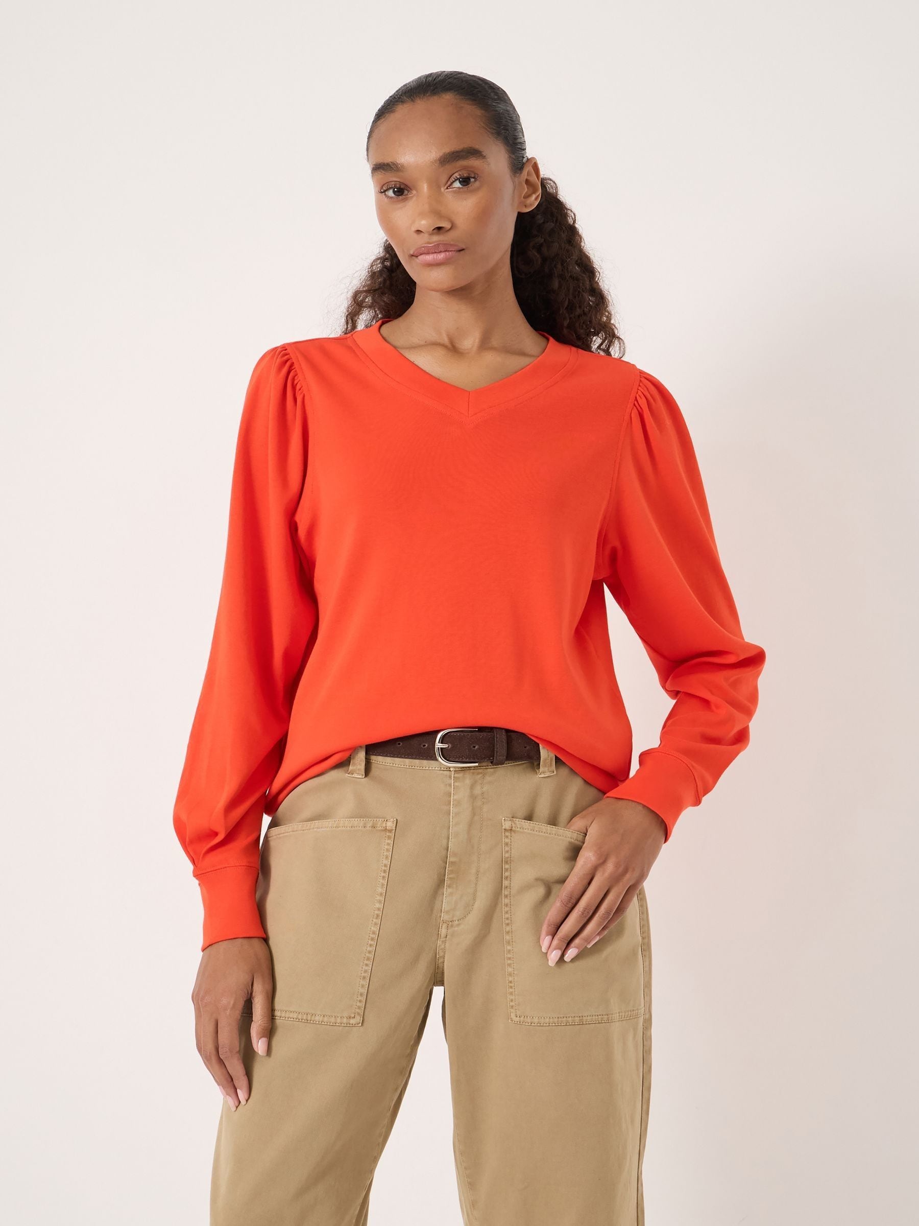 【新品未使用】HEVE Puff Shoulder Tops Buy Hush Orange Emily V-Neck Puff Sleeve Top from Next Turkey