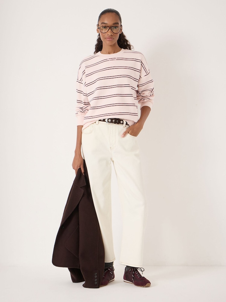 Hush Pink Luca Stripe Heavyweight Sweatshirt - Image 1 of 4 Hush Pink Luca Stripe Heavyweight Sweatshirt - Image 1 of 4